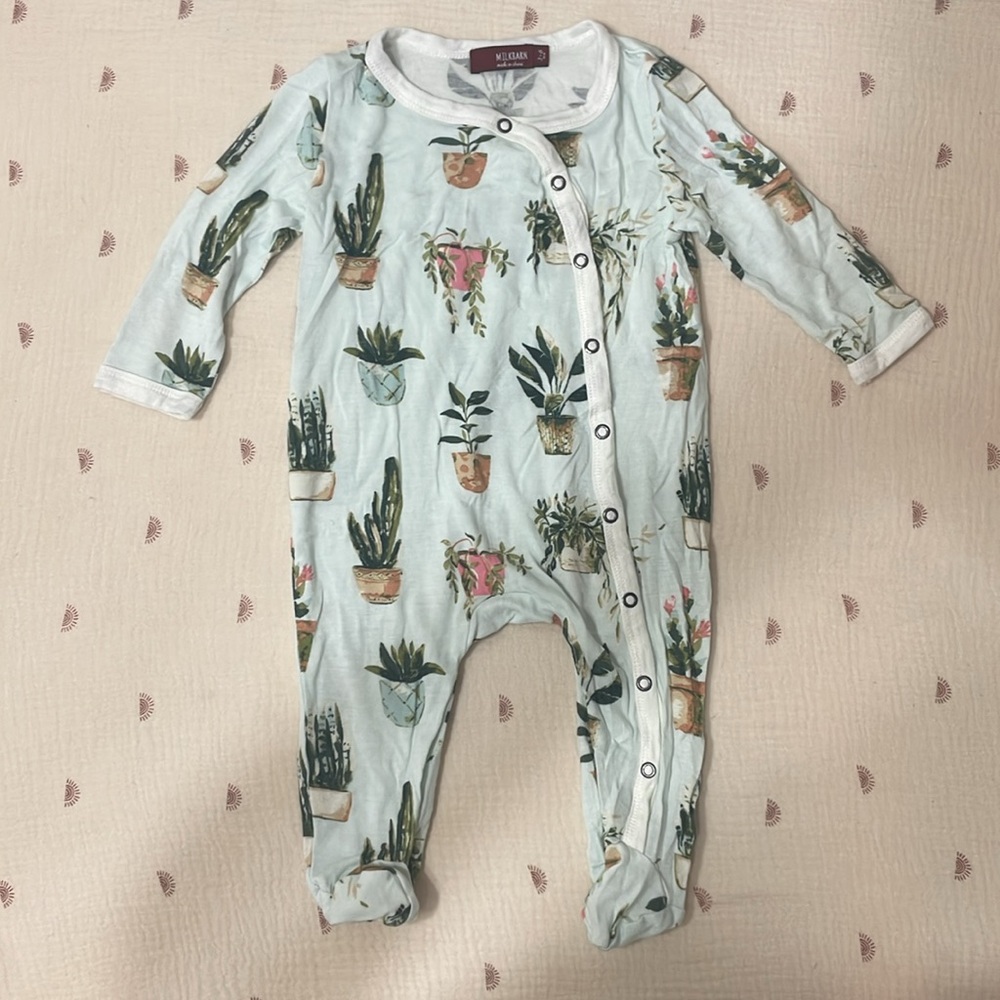 Potted Plants Bamboo Snap Footed Romper